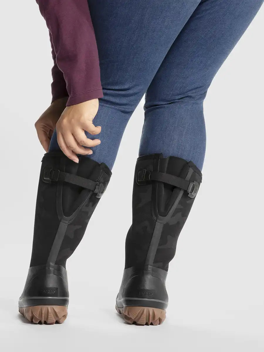 Women's Waterproof Slip On Snow Boots Whiteout Adjustable Calf
